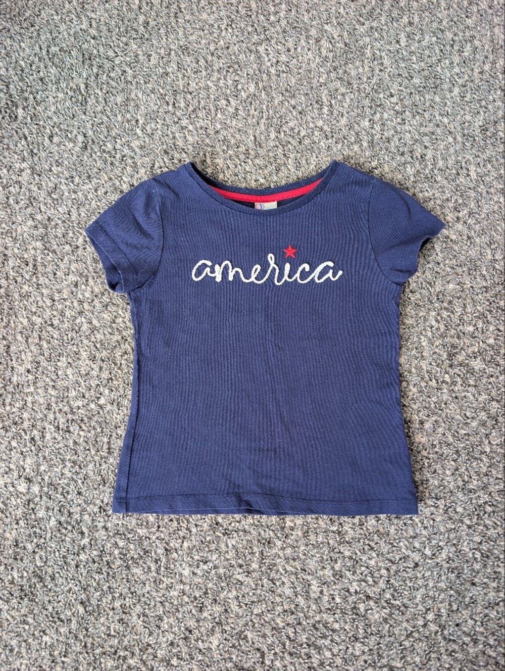America Embroidered Tee Shirt by Adventure Wear Copper Key Navy Blue 6X